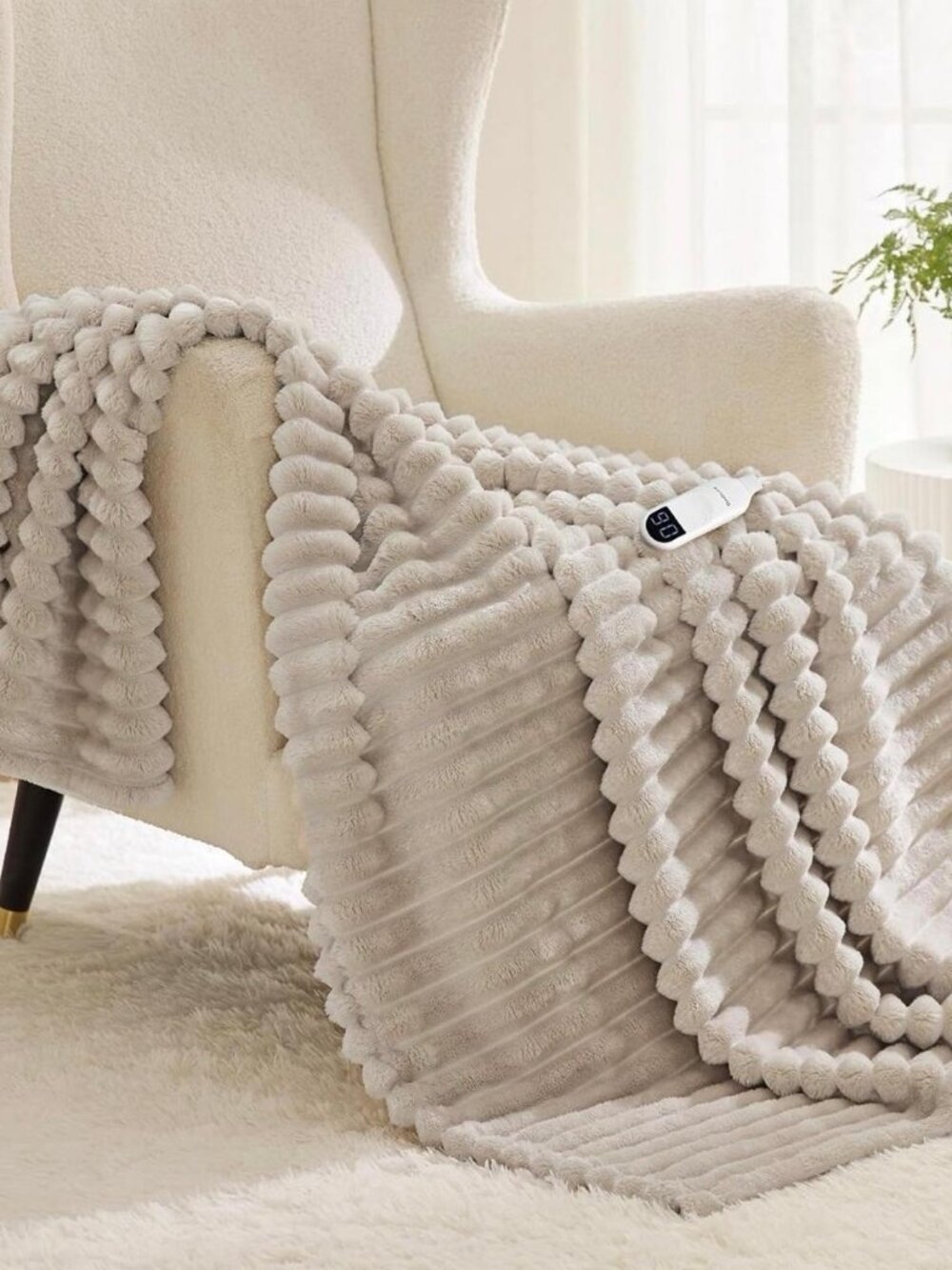 50" x 60" Gray Heated Electric Throw Blanket Ultra Soft Sherpa Auto Shut-Off